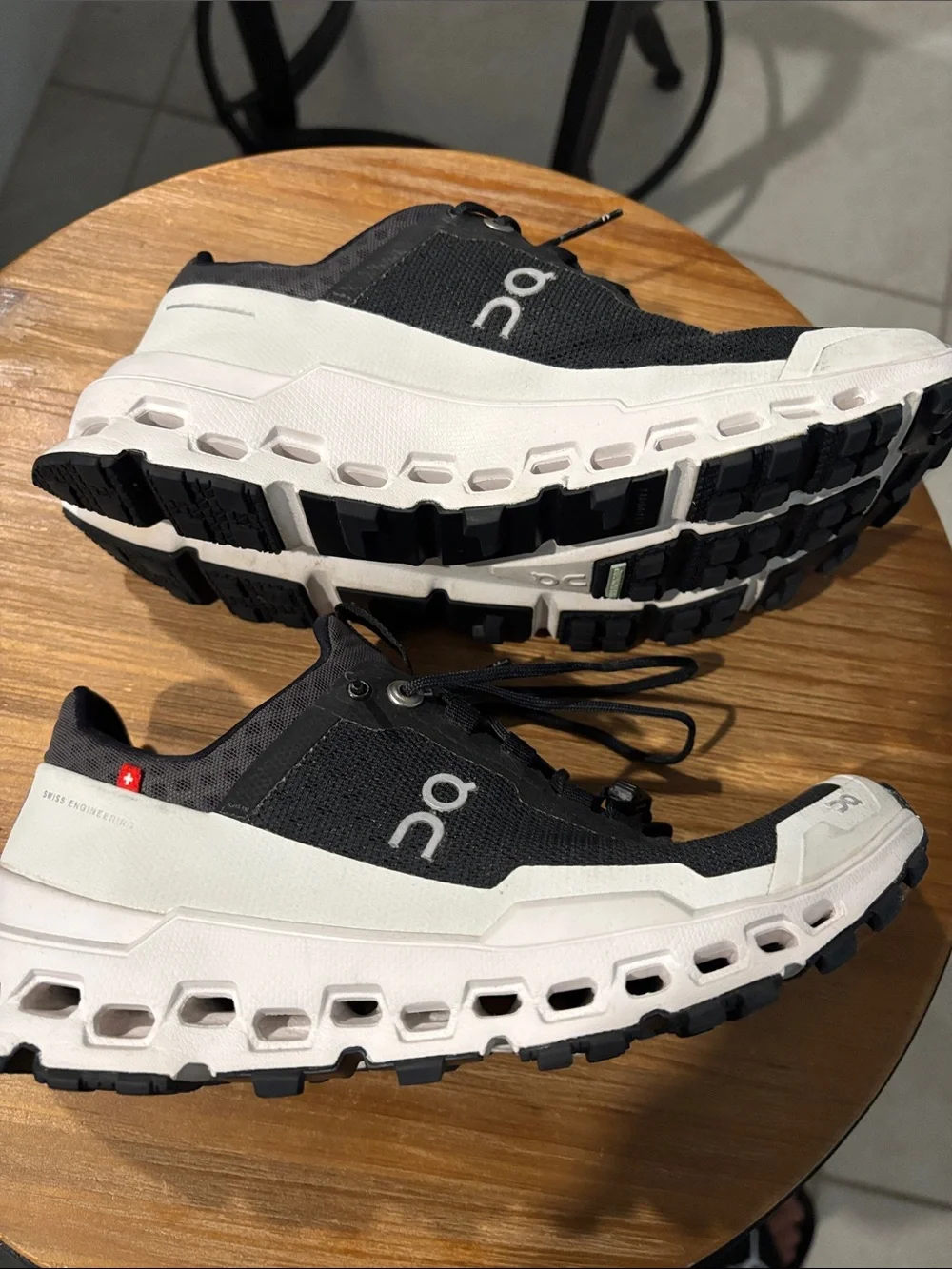 On Running Cloud Runner Black and White Cloudtech Running Sneakers - Picture 3 of 5